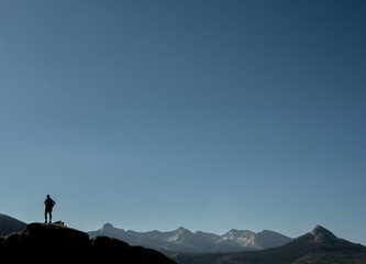 Silhouette of Hiker Standing at Yosemite Point