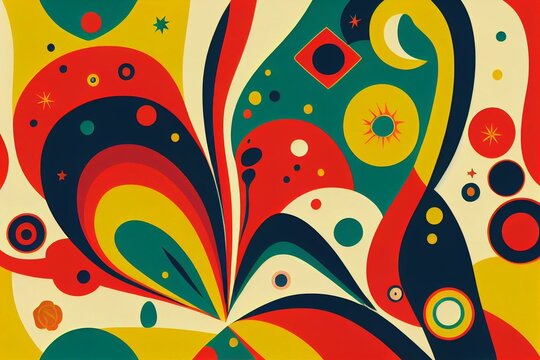 Groovy Background. Starburst Rays, Colorful Funky Waves And Vintage 60s Hippie Psychedelic Wallpaper Backdrop Vector Set