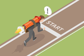 3D Isometric Flat Vector Conceptual Illustration of Business Advantage, Career Boost, Start Up