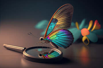 Butterfly looking in the mirror, Generative AI