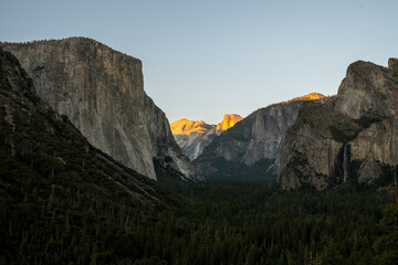 Sunset Light Fades Over Half Dome from Tunnel View