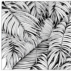 Coloring Book Page, Jungle Leaves, AI