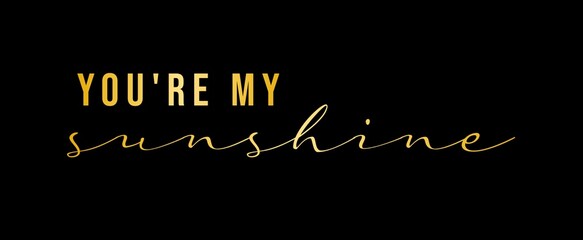 Fototapeta na wymiar Card with the phrase You're My Sunshine. Lettering typography text You're My Sunshine isolated on dark background.