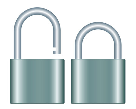 Open and closed padlock