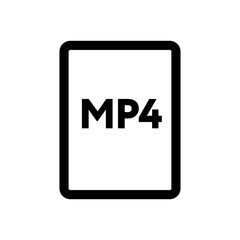 MP4 file icon line isolated on white background. Black flat thin icon on modern outline style. Linear symbol and editable stroke. Simple and pixel perfect stroke vector illustration.