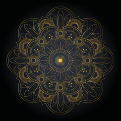 Luxury ornamental mandala design in gold color vector