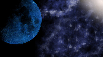 lua brilhante azul universe