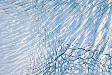 Iceland. Landscape from a drone. Destruction of the glacier in Iceland due to global warming. Aerial view on the glacier. Climate change matters. Famous place in Iceland. © biletskiyevgeniy