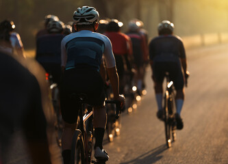Cycling group training in the morning.