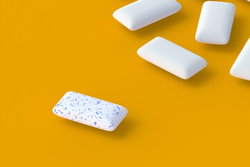 Scattered chewing gums. Mint bubblegums. 3d render