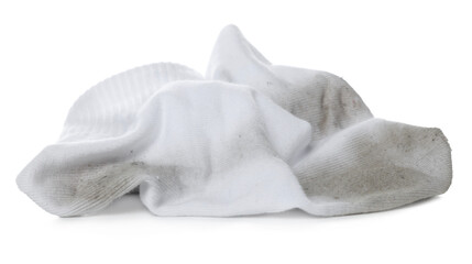Pair of dirty socks on white background