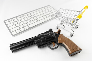 銃をパソコンで購入するイメージ