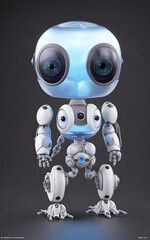 Generative AI image of tiny translucent steampunk alien robots, cute and adorable