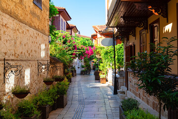street scene in Kaleici - the historic city center of Antalya, Turkey