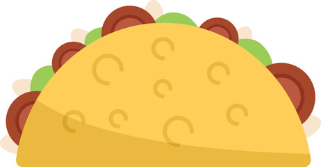 Taco burrito icon flat vector. Mexican food. Cooked meal isolated