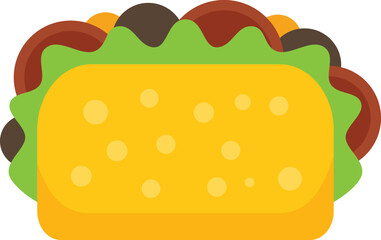 Cactus taco icon flat vector. Mexican food. Tacos beef isolated