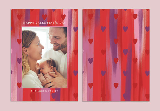 Happy Valentine's Photo Card Template with Hearts