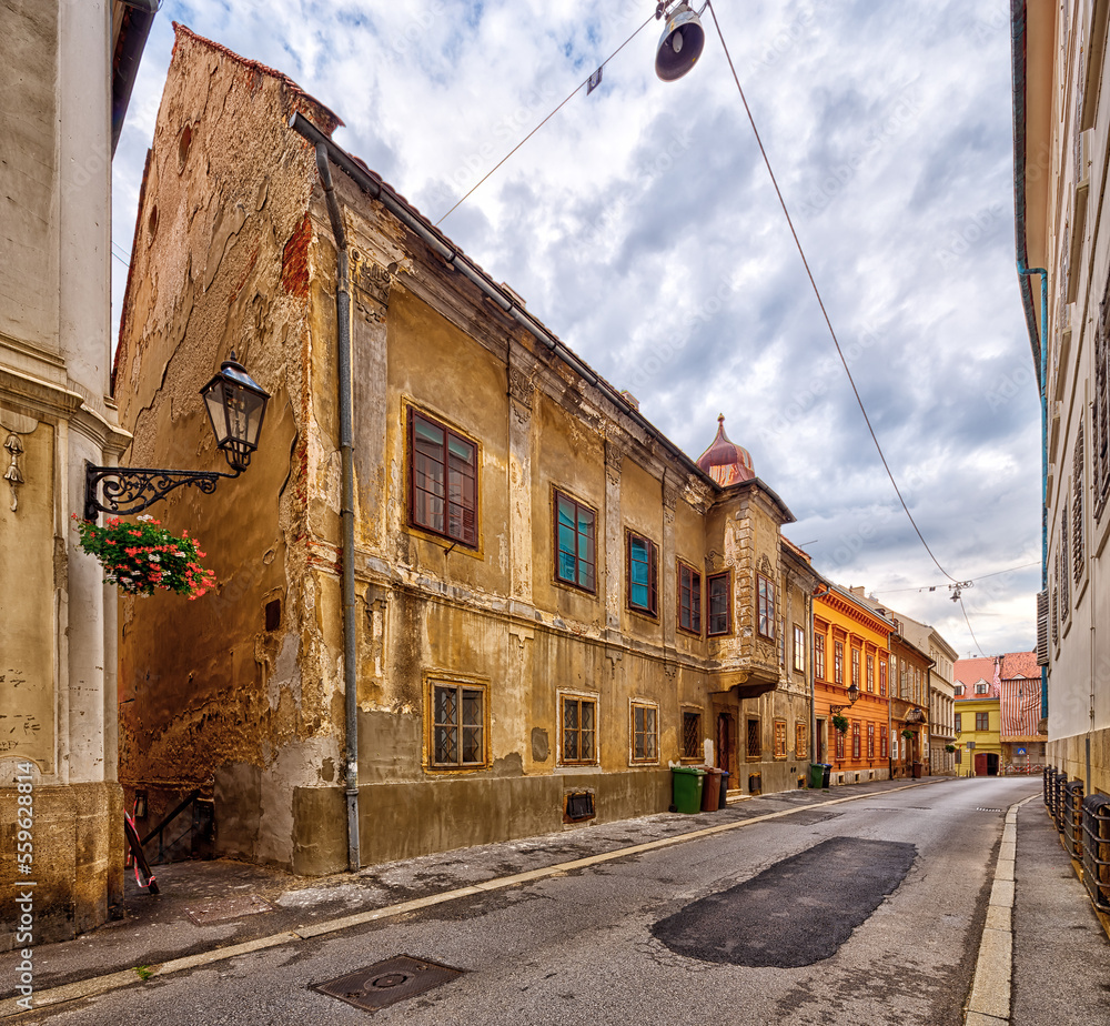 Wall mural old architecture of Zagreb. Croatia.