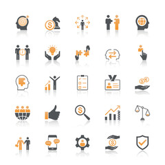 Business Consulting icons with reflect on white background.