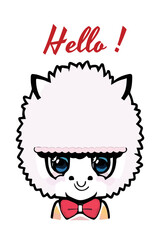 Llama fashion cartoon alpaca. Lama animal vector isolated illustration. Cute funny digital art. Design for card, sticker , fabric textile, t shirt. Children, kid modern trendy style. 