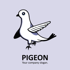 Fototapeta premium Elegant logo with dove, pigeon. Vector template for company business brand. Simple product design emblem, symbol of peace