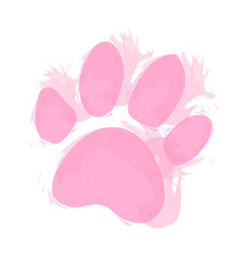 Różowy odcisk psiej łapy grafika - obrazy, fototapety, plakaty