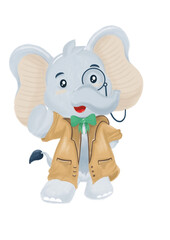 Cute Elefante Detective. Set of 5 detective elephants 