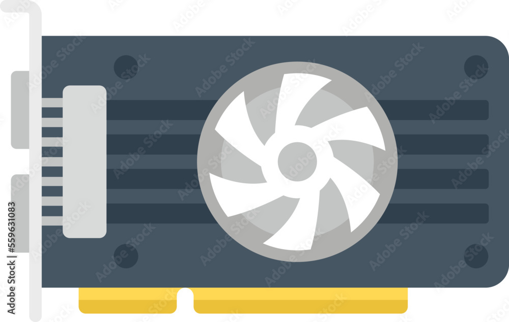 Poster cpu video card icon flat vector. computer gpu. display pci isolated