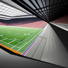 Fototapeta premium exterior photo of a football stadium nobody, daylight, indirect lighting generative ai