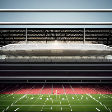  exterior photo of a football stadium nobody, daylight, indirect lighting generative ai