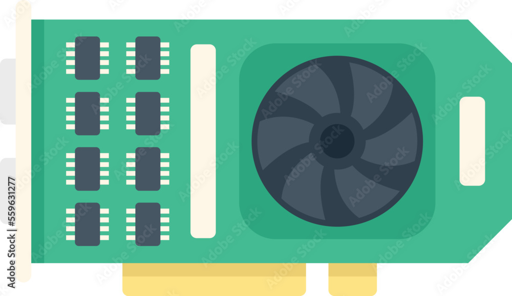 Aufkleber motherboard gpu icon flat vector. computer card. digital memory isolated