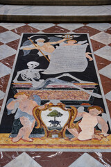 Inlaid marble mosaic floor of the Collegiate Parish Church of St. Paul's Shipwreck, Valletta, Malta