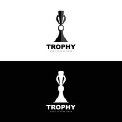 Championship Trophy Logo, Champion Award Winner Trophy Design, Vector Icon Template