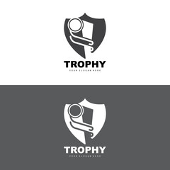 Championship Trophy Logo, Champion Award Winner Trophy Design, Vector Icon Template