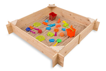 Sandbox with children's toys