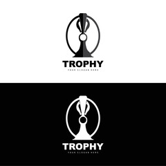 Championship Trophy Logo, Champion Award Winner Trophy Design, Vector Icon Template