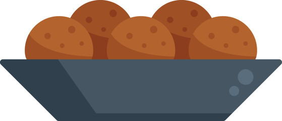 Falafel ball icon flat vector. Cooking plate. Vegan delicious isolated