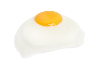 Tasty fried chicken egg isolated on white