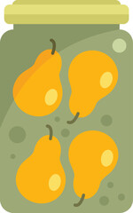 Canned pear icon flat vector. Food pickle. Vegetable jar isolated