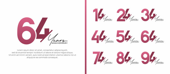 set of anniversary logo style purple and black color on white background for special moment