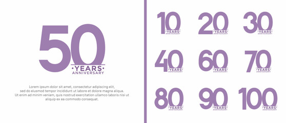 set of anniversary logo style purple color on white background for special moment