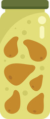 Pickle pear icon flat vector. Glass food. Can product isolated