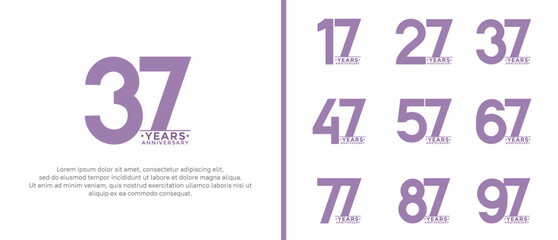 set of anniversary logo style purple color on white background for special moment