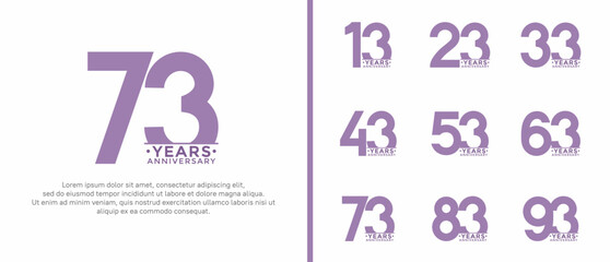 set of anniversary logo style purple color on white background for special moment