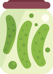 Canned cucumber icon flat vector. Food pickle. Can jar isolated