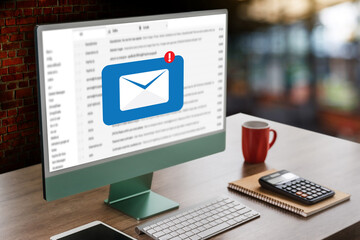Mail Communication Connection message to mailing contacts phone Global Letters Concept