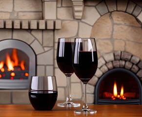 cold cocktail with red wine on a black background