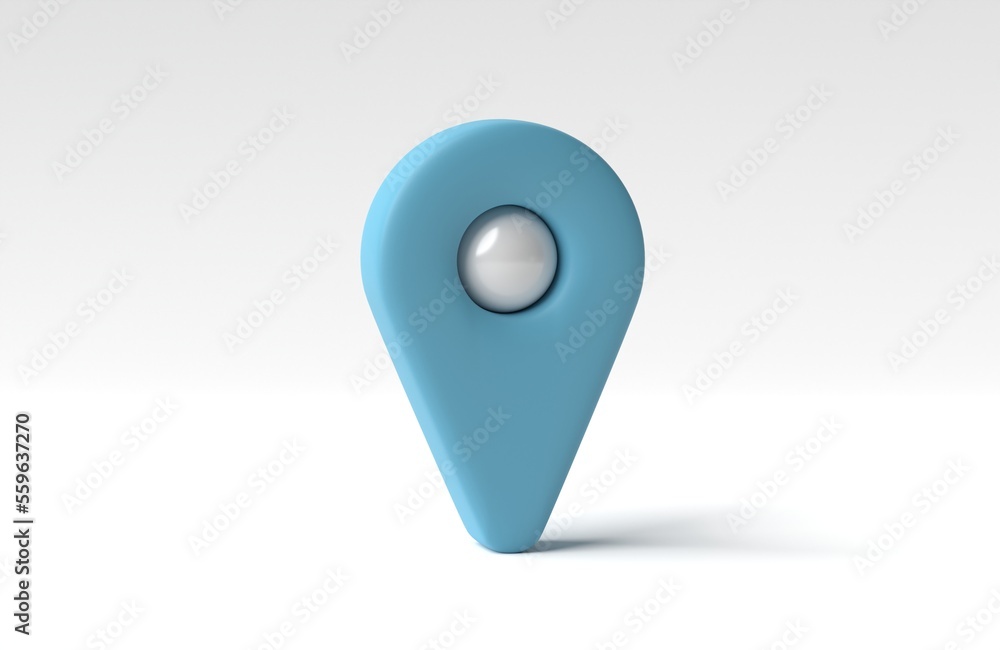 Poster blue map pointer. location symbol isolated on white background. web location pin concept. 3d render,