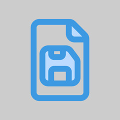 Save file icon in blue style, use for website mobile app presentation