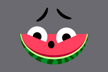 Cute watermelon, cartoon character vector illustration
